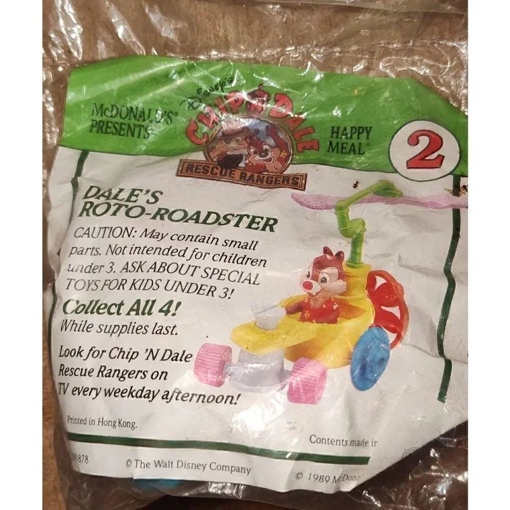 1989 McDonalds Chip N' Dale Rescue Rangers Roto-Roadster Happy Meal Toy Sealed #